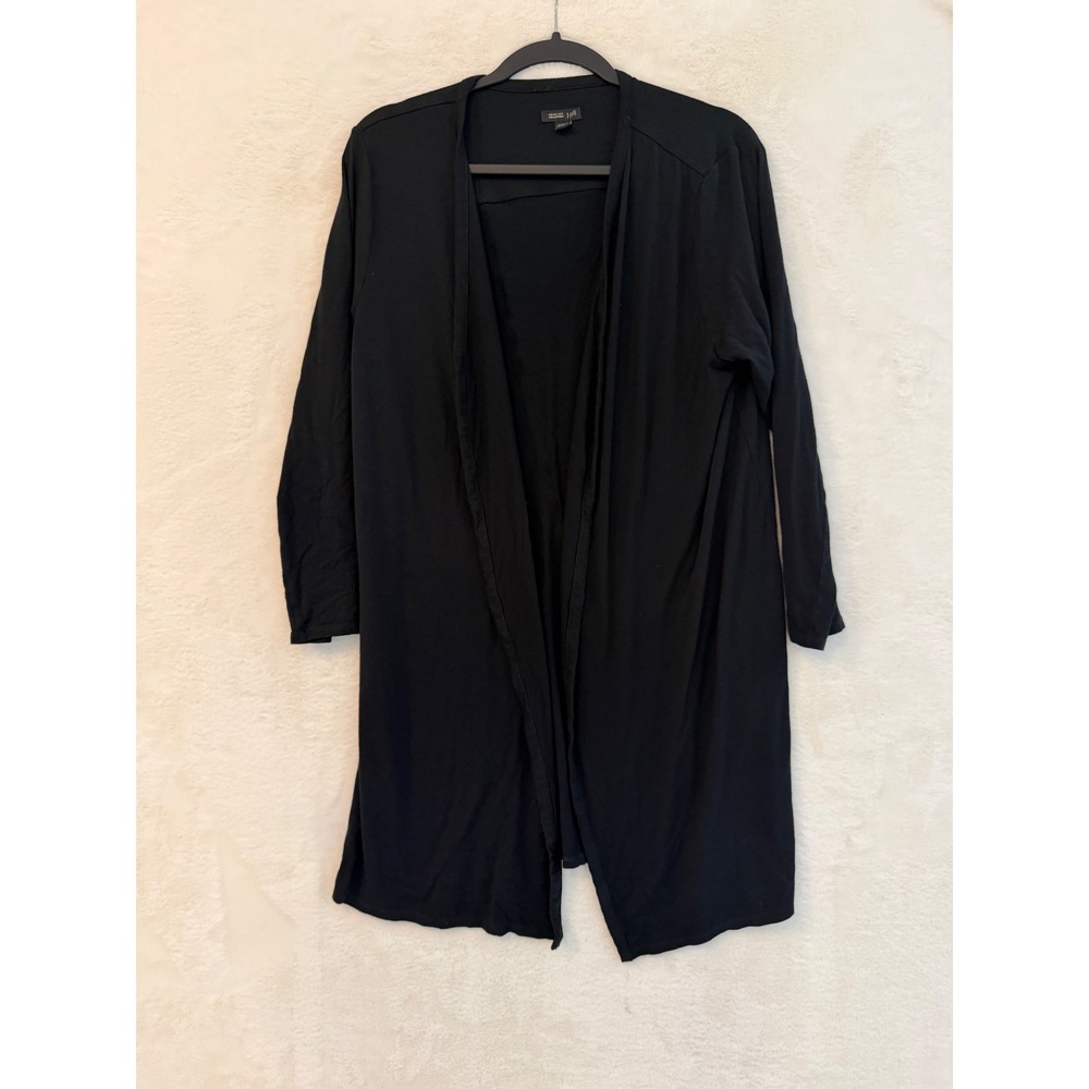 J. Jill Wearever Cardigan Womens Large Petite Black Open Front Longline Sweater